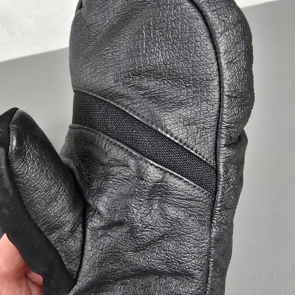 Marmot Primaloft Insulated Mittens Black Leather Palm Winter Snow Gloves Women S